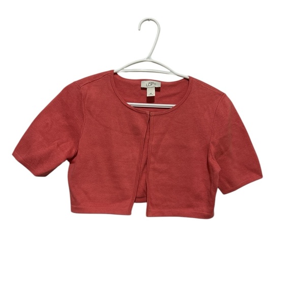 LOFT Coral Pink Short-Sleeve Cardigan XS - Picture 1 of 3